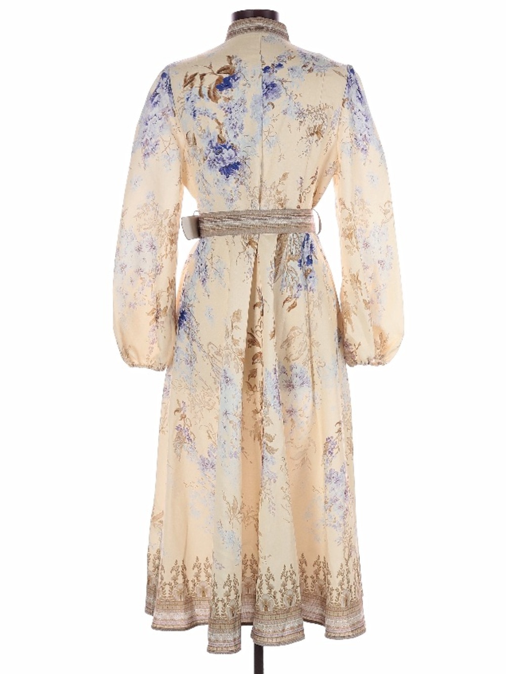 COMMENSE Cream Purple Floral Print Belted Maxi Dress - Picture 3 of 12
